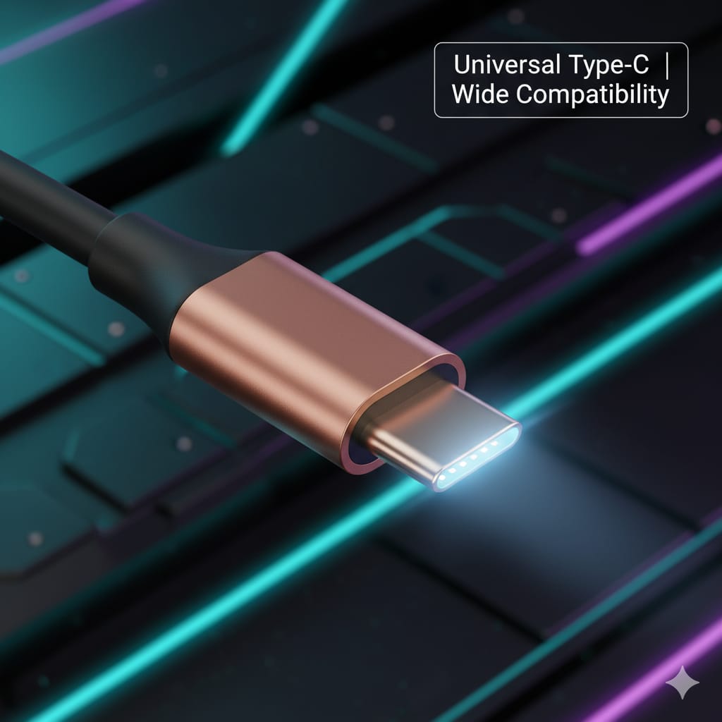 Wali Collection Copper Core Type-C Fast Charging Cable – 1 Meter (Black)