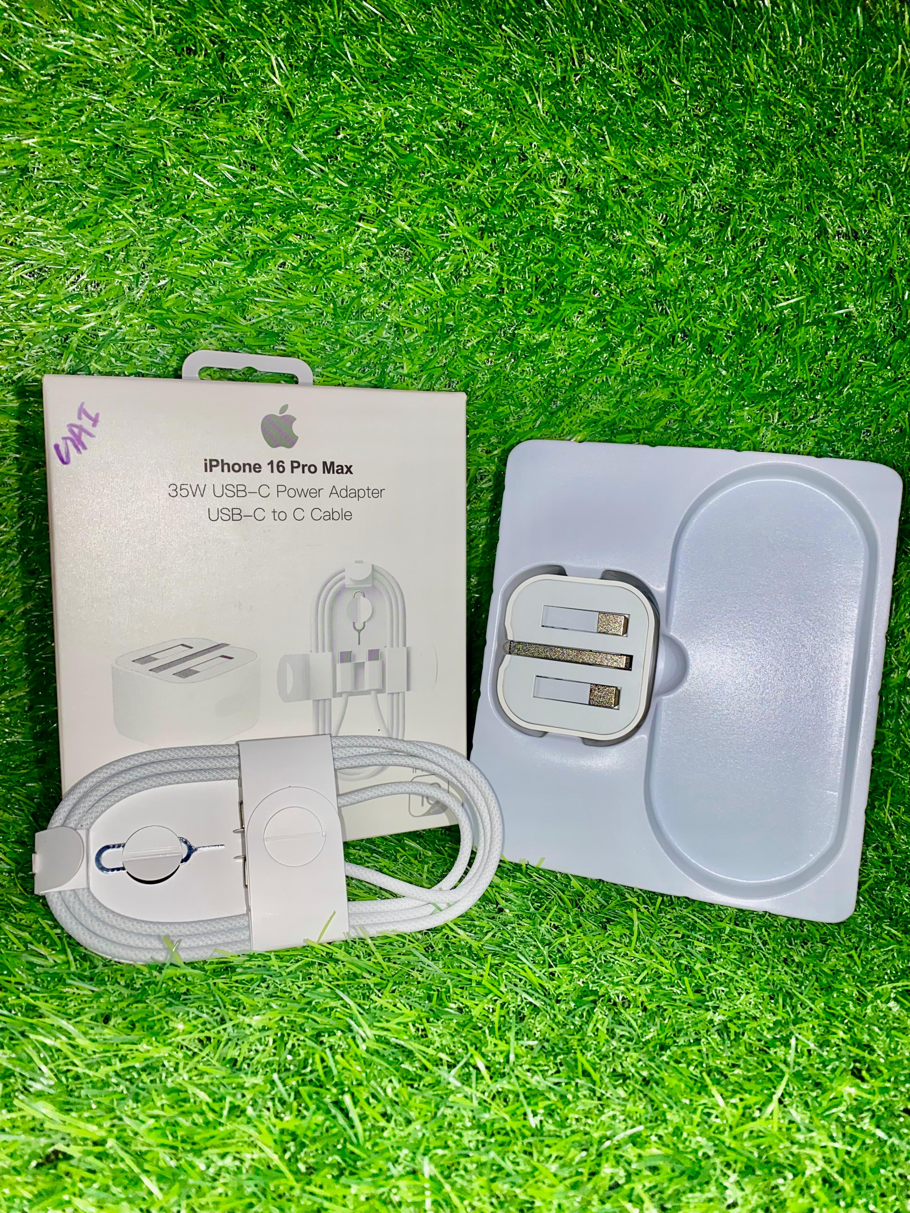 iPhone 16 Pro Max 35W USB-C Power Adapter with USB-C to USB-C Cable