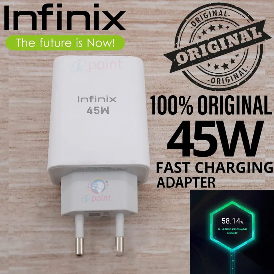 Infinix 45W Power Adapter – Quick Charge, Genuine Product